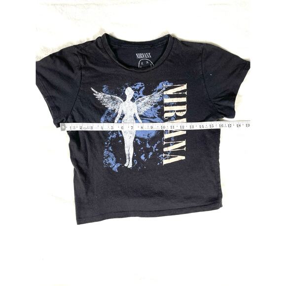 Nirvana In Utero Angel Crop Tee Black Graphic Womens M - Picture 3 of 6